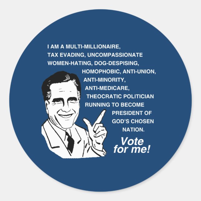 Romney Vote for Me.png Classic Round Sticker (Front)