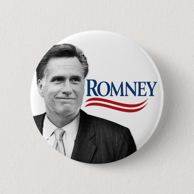 Romney with black and white photo 6 cm round badge (Front)