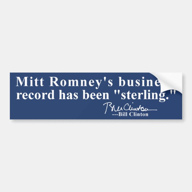 Romney's Business Record "Sterling" Bumper Sticker (Front)