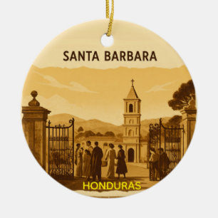 Rompecabezas  Honduras Santa Barbara Retro poster Ceramic Ornament