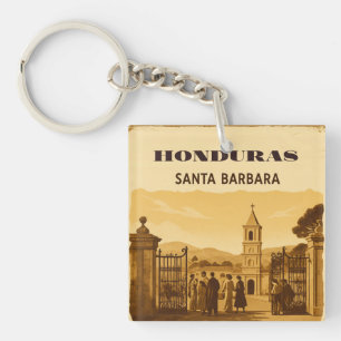 Rompecabezas Honduras Santa Barbara Retro poster Key Ring