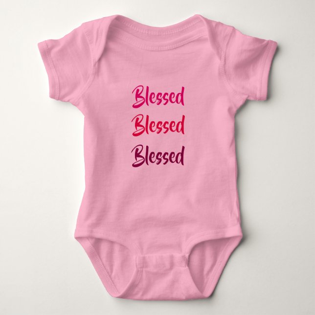 Romper Blessed x3 roze. Baby Bodysuit (Front)