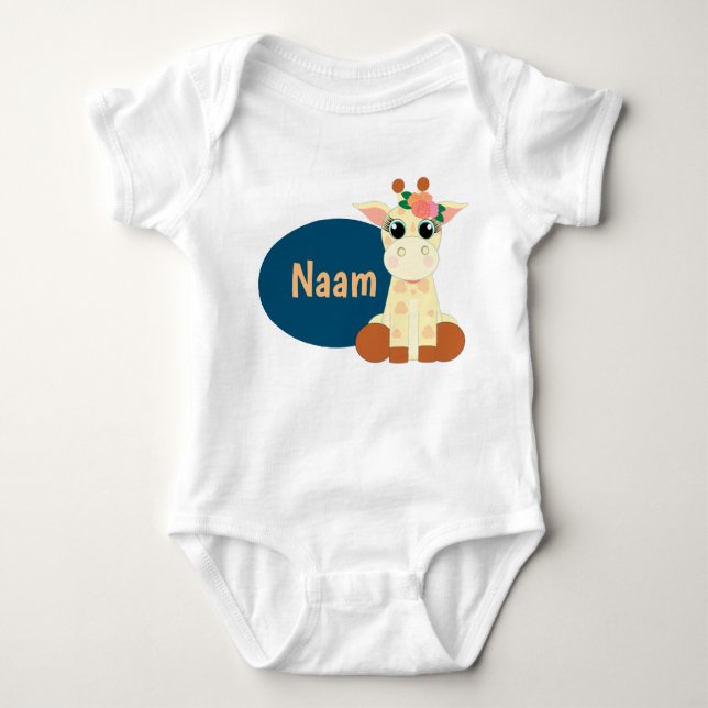 Romper with name and Giraffe van Stylimalzz Baby Bodysuit (Front)