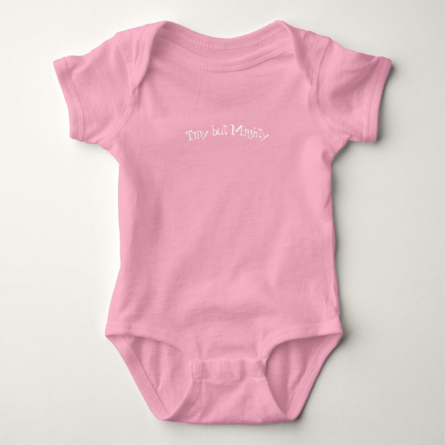 Rompertje Pink "Tiny but Mighty" Baby Bodysuit (Front)