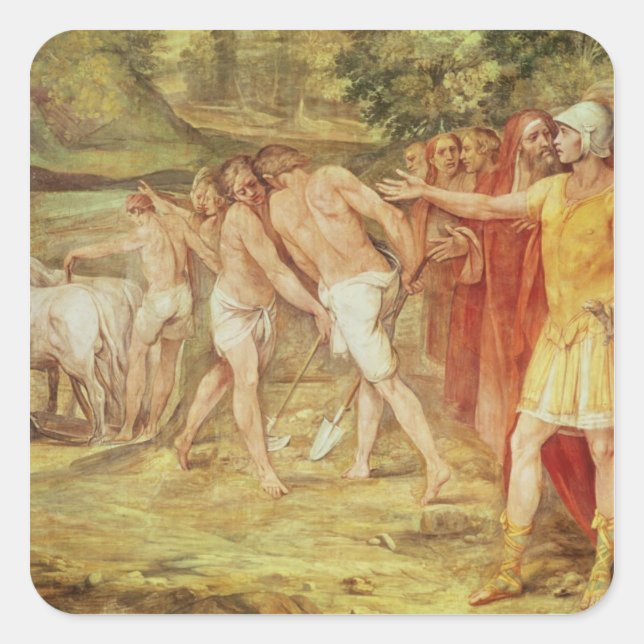 Romulus marking the limits of Rome Square Sticker (Front)