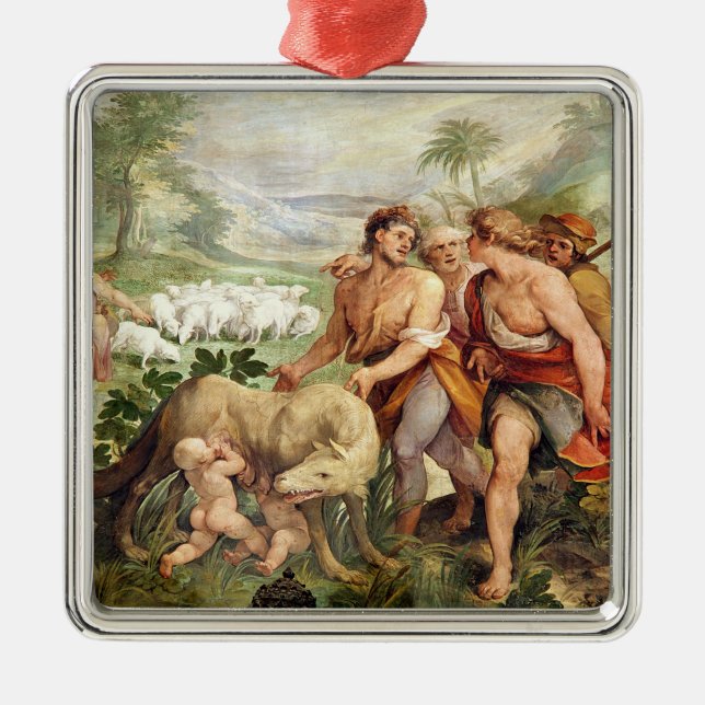 Romulus suckled by the she-wolf metal tree decoration (Front)