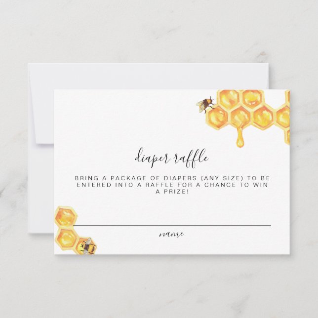 Romy - Honeycomb Bee Diaper Raffle Ticket Card (Front)