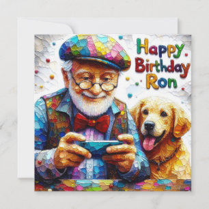 Ron~ Birthday Card ~ Golden Retriever ~