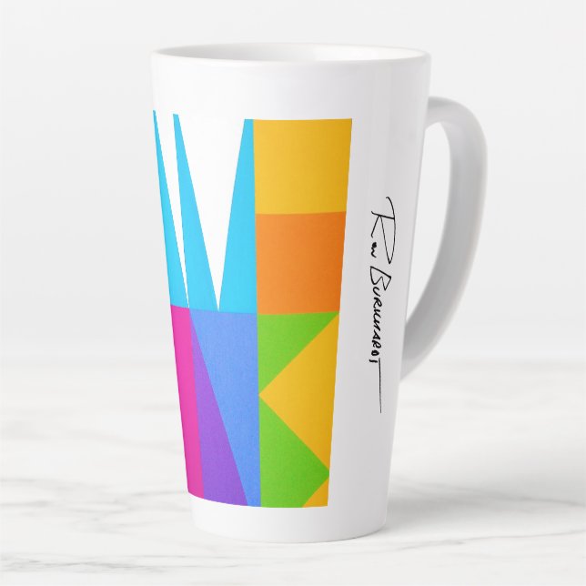 Ron Burkhardt's Art of The Hampton's Letterscape o Latte Mug (Right Angle)