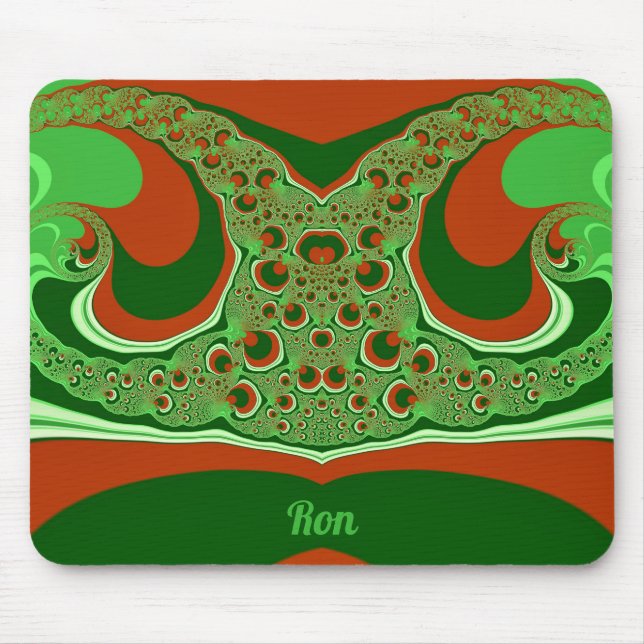 RON ~ CHRISTMAS ~ Red Green White  Mouse Pad (Front)