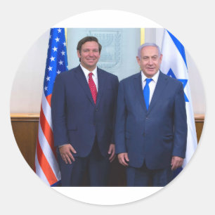 Ron DeSantis And Benjamin Netanyahu Classic Round Sticker