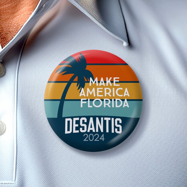 Ron DeSantis President 2024 - Make America Florida 6 Cm Round Badge (Desantis Buttons)