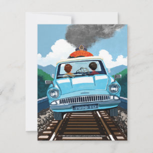 Ron & HARRY POTTER™ in Flying Car to HOGWARTS™ Card
