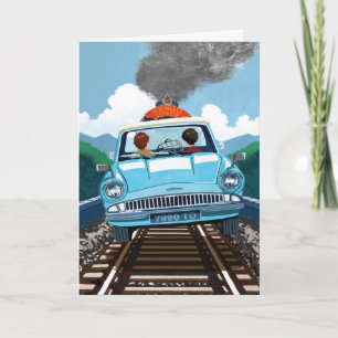 Ron & HARRY POTTER™ in Flying Car to HOGWARTS™ Card