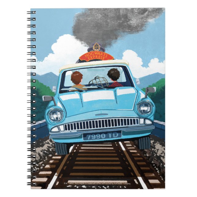 Ron & HARRY POTTER™ in Flying Car to HOGWARTS™ Notebook (Front)