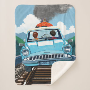 Ron & HARRY POTTER™ in Flying Car to HOGWARTS™ Sherpa Blanket