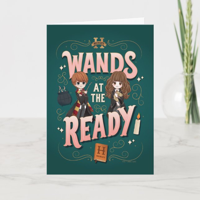 Ron & Hermione Wands at the Ready Card (Front)