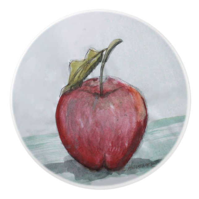 Ron Hevener An Apple A Day  Ceramic Knob (Front)