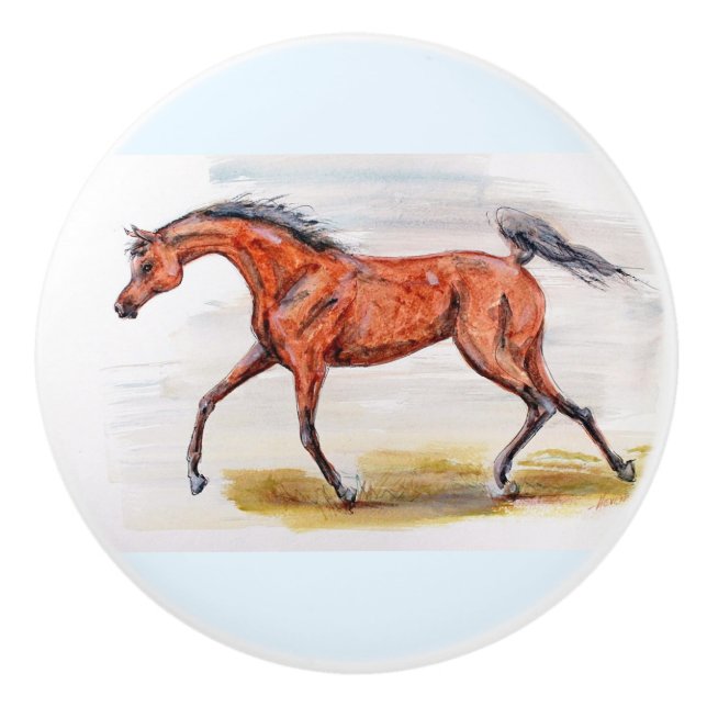 Ron Hevener Arabian Horse Ceramic Knob (Front)