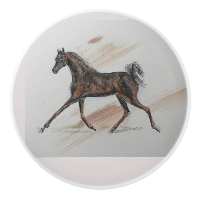 Ron Hevener Arabian Horse Ceramic Knob (Front)