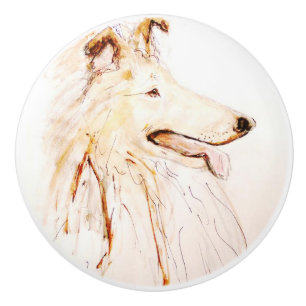 Ron Hevener Collie Dog Ceramic Knob