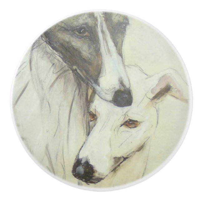 Ron Hevener Greyhound Ceramic Knob (Front)