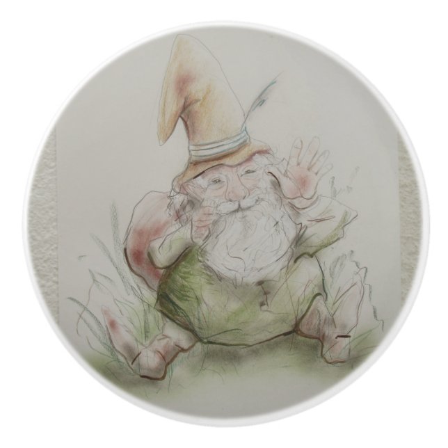 Ron Hevener Happy Garden Spirit  Ceramic Knob (Front)
