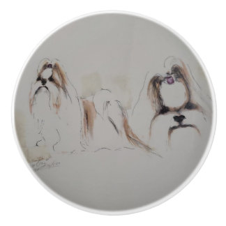 Ron Hevener Shih-Tzu  Ceramic Knob