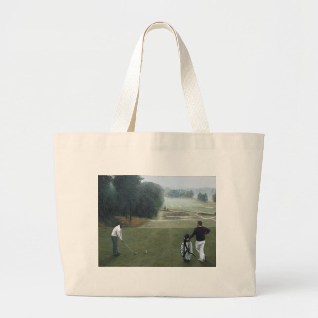 Ron McGill Golfing Oil Painting 1 Large Tote Bag (Front)