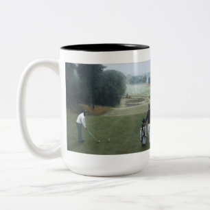 Ron McGill Golfing Oil Painting 1 Two-Tone Coffee Mug