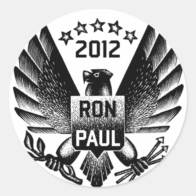 Ron Paul 2012 Black Eagle Classic Round Sticker (Front)
