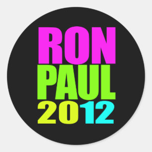 RON PAUL 2012 NEON CLASSIC ROUND STICKER