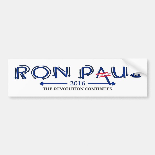 Ron Paul 2016: The Revolution Continues Bumper Sticker (Front)