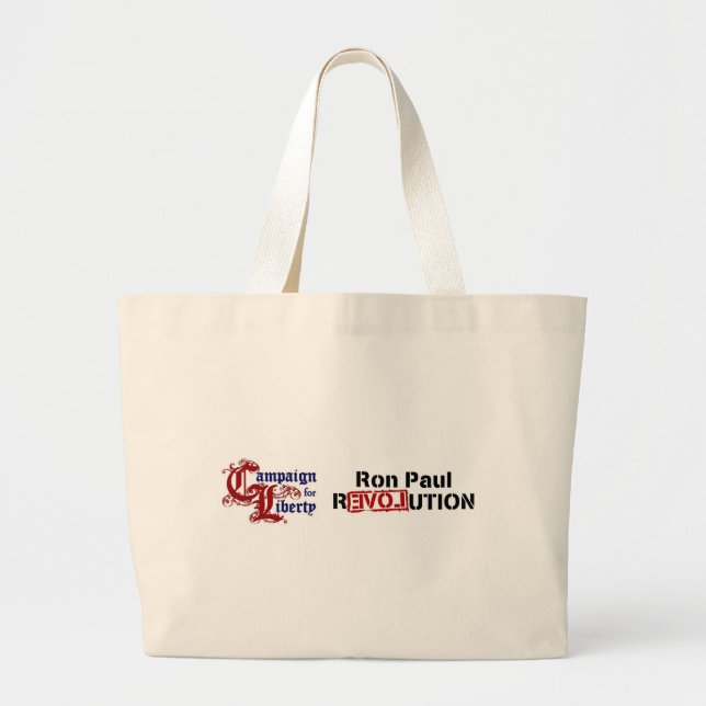 Ron Paul Campaign For Liberty Revolution Large Tote Bag (Front)