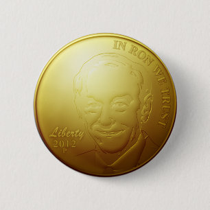 Ron Paul Gold Coin Button