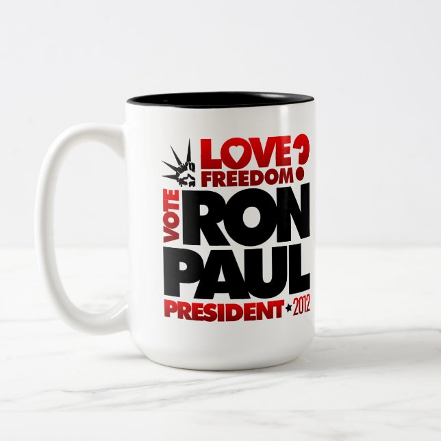 RON PAUL PRESIDENT 2012 LOVE FREEDOM MUG (Left)