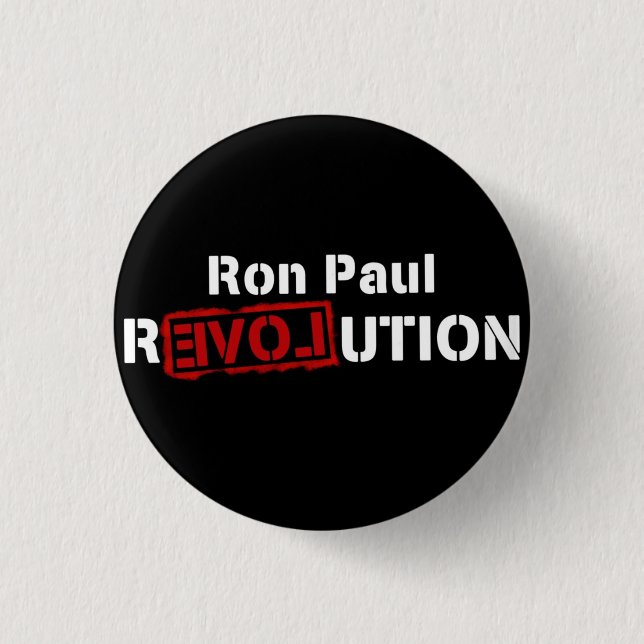 Ron Paul Revolution Button Pin inverse logo (Front)