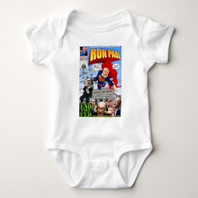 Ron Paul Super Hero Comic Book Baby Bodysuit (Front)