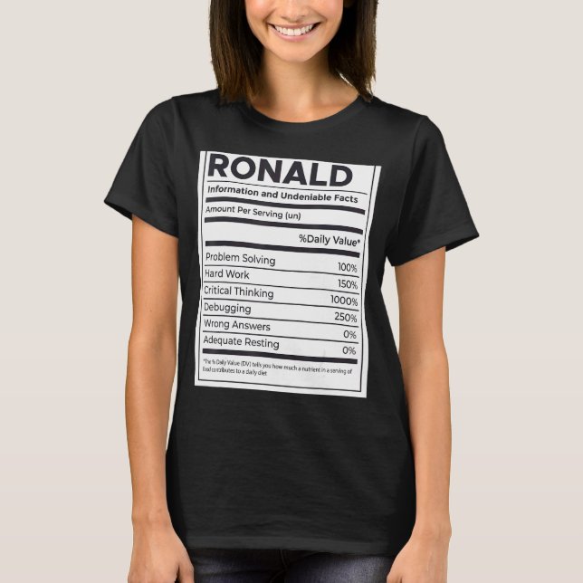 Ronald Nutrition Information Problem Solving Hard  T-Shirt (Front)