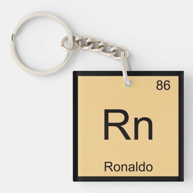 Ronaldo Name Chemistry Element Periodic Table Key Ring (Front)