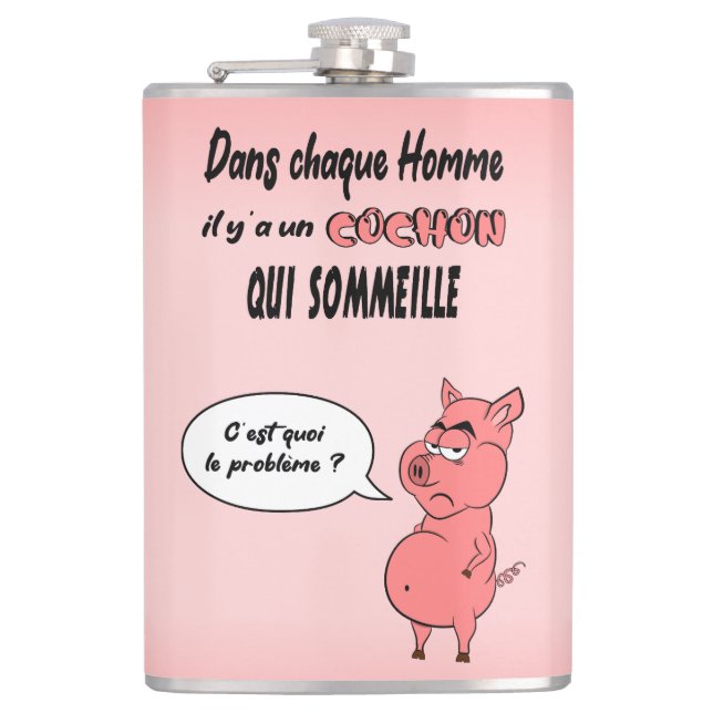 Ronchon the pig hip flask (Front)