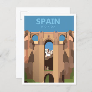 Ronda Spain Vintage Art Travel Illustration Postcard
