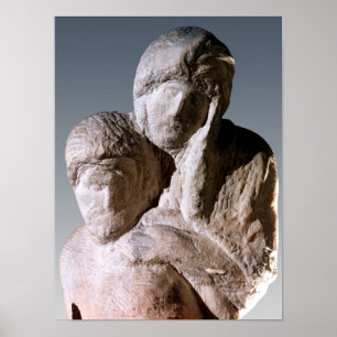 Rondanini Pieta, detail of the heads of Christ Poster