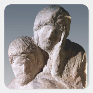 Rondanini Pieta, detail of the heads of Christ Square Sticker