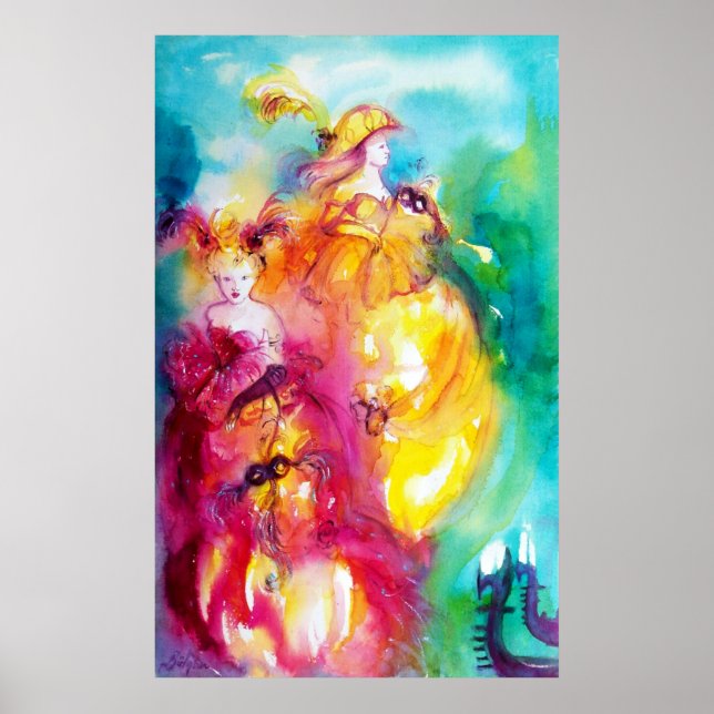 RONDO IN LAGOON / Venetian Masquerade Ball Canvas Poster (Front)