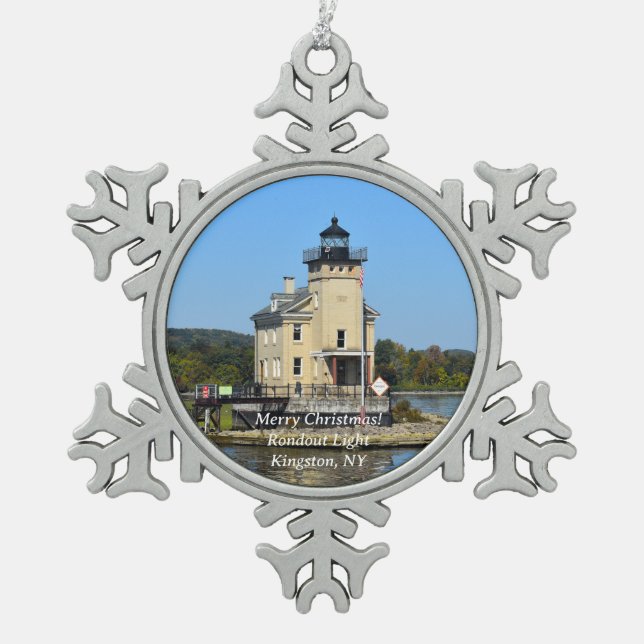 Rondout Light Snowflake Christmas Ornament (Front)