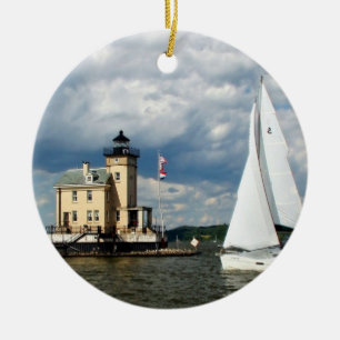 Rondout Lighthouse Ceramic Tree Decoration