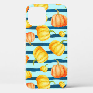 Rong round Orange Pumpkin. Seamless Watercolor pat iPhone 12 Case