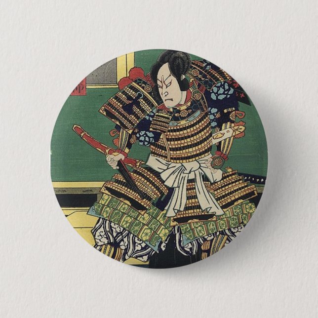 ronin knight japanese ukiyo-e samurai warrior 6 cm round badge (Front)