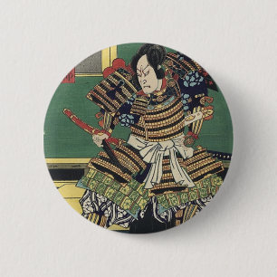 ronin knight japanese ukiyo-e samurai warrior 6 cm round badge